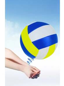 1pc White Yellow Blue Thick Soft Leather Volleyball, Inflatable Hard Volleyball For Team Sports - Multicolor - View 1