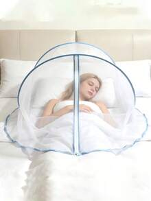 1pc Portable Folding Bedside Mosquito Net, Suitable For Travel And Home Use-No Installation Required, With Frame Bedside Canopy, Hand Washable Double/Multi-Layer Mesh, Outdoor Universal - Multicolor - View 8