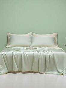 1pc Lightweight Luxurious Quilt, Suitable For All Seasons, Thin, Washable, Machine Washable, Air Conditioning Quilt - Mint Green - View 6