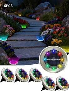 IP65 Waterproof Solar Powered Ground Path Lights, Outdoor Solar Lawn Pathway Lights, Weather-Resistant Decorative Lighting Suitable For Yard, Villa, Garden, Patio, Shed, Party, Picnic And Halloween Holiday Decoration - Silver + Black - View 17