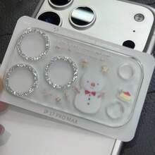 山陰防爆防摔小眾裝飾布丁雪人白色時尚雪原高級感適用小眾Apple 17PRO/17PROMAX全覆蓋底座防刮鏡片膜簡單保護膜，必備禮物，簡單小雪人時尚 - 閃銀雪人海星 - 查看 3