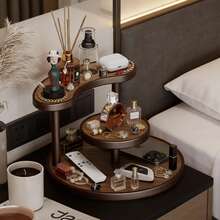 1set 3-Tier Wooden Perfume Organizer, Asymmetric Curved Vanity Display Rack For Perfume Bottles, Makeup, And Skincare, Multi-Layer Desktop Storage Shelf For Bedroom Dresser (Random Style) - Multicolor - View 1