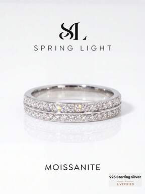 1 chiếc nhẫn Moissanite hai viên kim cương tổng trọng lượng 0.34CT, phong cách thanh lịch & tối giản, bạc 925 Sterling, hoàn hảo cho đám cưới và đeo hàng ngày của nữ giới
