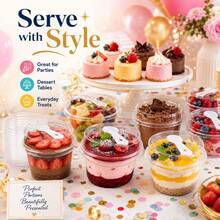 150/15pcs Round Dessert Cups, 5oz/150ml Each, With Spoon Cup Set, Perfect For Parties. Suitable For Yogurt Parfait, Jelly, Fruit Jelly, Yogurt Salad, Etc. Very Practical Dessert Packaging Box - Multicolor - View 7