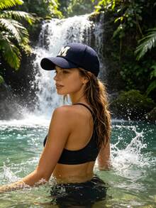 1pc Unisex Letter Print Baseball Cap, Casual Street Style Trucker Hat, Adjustable Breathable Sun Protection Hat, Suitable For Daily Outdoor Travel Wear - Navy Blue - View 6