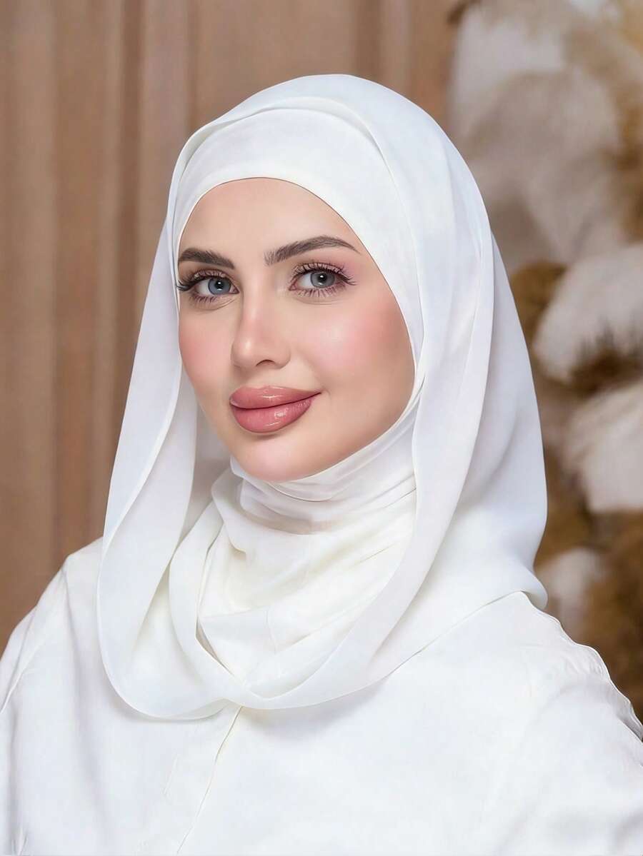 1 pieza Pañuelo de cabeza de mujer de unicolor de gasa, capa base, calentador de cuello, gorro elástico, hijab, gorro turbante, transpirable, cómodo, elástico, de ala ancha, absorbente de sudor, antideslizante, multifuncional, pañuelo deportivo, pañuelo de moda simple, capucha y pañuelo de gasa a juego, 2 en 1, fácil de usar e instantáneamente de moda para salir