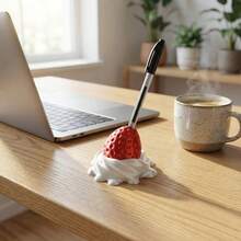 1pc Cute Strawberry Cream Pen Holder - 3D Printed Sweet Fruit Design, Desktop Storage Organizer, Beautiful Desktop Decoration, Suitable For Home Office, Perfect Gift For Dessert Lovers And Stationery Enthusiasts. - Multicolor - View 3