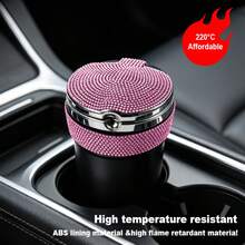 Crystal Inlaid Car Ashtray - Windproof With Lid, Fashion Design, Suitable For Cars, Trucks And Car Interior Modification Accessories - Multicolor - View 9