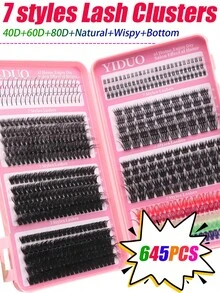 YIDUO 645 Pcs DIY Eyelash Extension Kit Bulu Mata dalam 8 Gaya: Bulu Mata Berkilau, Bulu Mata Bawah, Bulu Mata Bervolume 40P/60P/80P, Bulu Mata Tengah Alami, dan Bulu Mata Berwarna untuk Tampilan Dramatis dan Bervolume, Aplikasi Makeup Sehari-hari, Sempurna untuk Pesta Liburan - MultiWarna - View 5