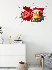Minions 卡通牆貼，聖誕老人雪景背景裝飾貼紙，防水可移除牆面壁畫，適用於居家房間聖誕裝修 - 彩色 - 查看 5