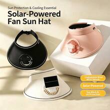 1 pieza Ventilador de diadema portátil recargable + solar de 300mAh, con 2 modos de alimentación, 3 velocidades ajustables y ajuste de inclinación de 45° - Multicolor - Ver 1
