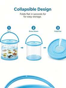 1pc Foldable Mini Fish Tank, Transparent Fish Transport Container/Fishing Bucket, Suitable For Fishing, Releasing, Beach Trips, Lakeside Outings And Outdoor Activities - Multicolor - View 7