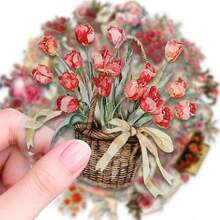 50pcs Transparent PET Vintage Floral Stickers, Vintage Floral Decorative Series, PET Transparent Stickers, Aesthetic Sticker Pack - Perfect For Decorating Scrapbooks, Junk Journals, Bullet Journals, Planners, Water Bottles, Phone Cases And Laptops - 50pcs - View 4