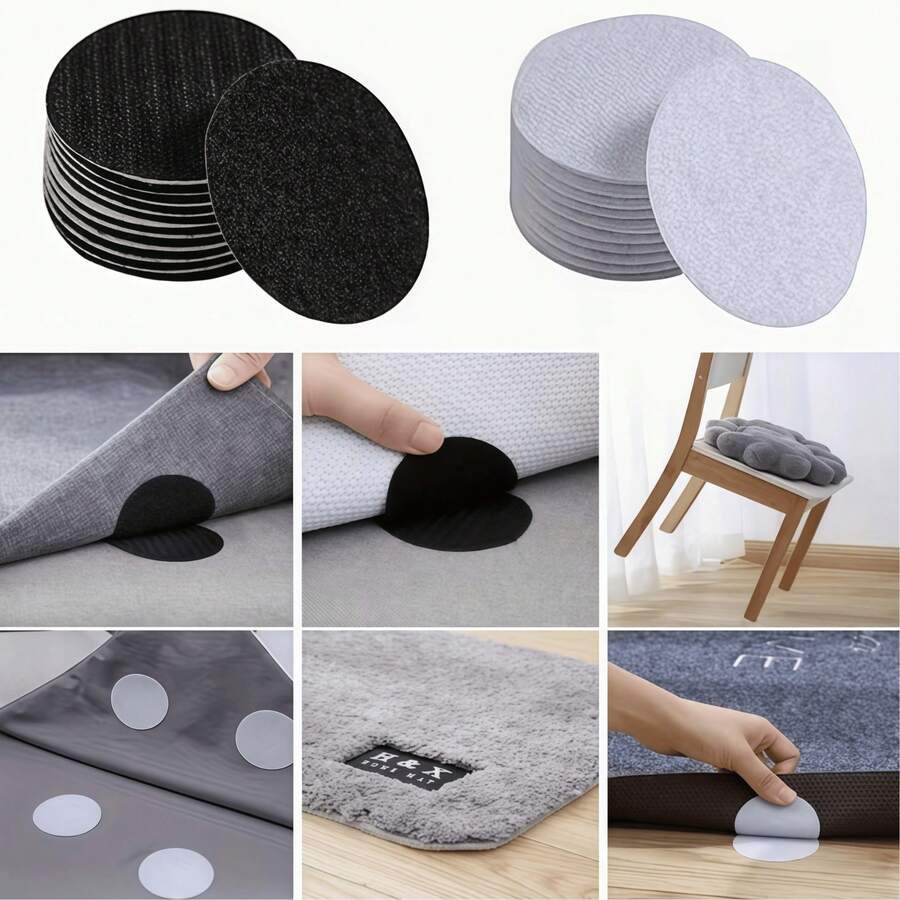 10 Pairs Double-Sided Fasteners | Suitable For Carpets, Tablecloths, Sofa Covers, Curtains, Bedspreads - No Residue Glue, Repositionable, Non-Slip