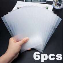 12pcs A6 Zipperless Loose-Leaf Binder Pockets - Plastic-Feel PP Material Protective Pages, With No-Label Index Tab Replacement System, Compatible With 6-Ring Binders, Suitable For Office, Planner Organization (Zipperless, Durable PP Plastic-Feel Inner Pages), Back To School Season - Right Side Opening - View 10
