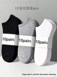 30/20/15/10/5/3/1 Pairs Women's Cotton Socks, Invisible Socks, Ankle Socks, White Socks, Grey Socks, Black Socks, Women's Socks, Cute Socks, Girls' Socks, Autumn/Winter Socks, Spring/Summer Socks, Mesh Breathable Details, Track Breathable Hole Design, Moisture-Wicking, Soft And Smooth, Suitable For Various Holidays, Sports, Casual, Business And Other Daily Wear, Suitable For All Seasons, Random Color Matching. - Multicolor - View 11