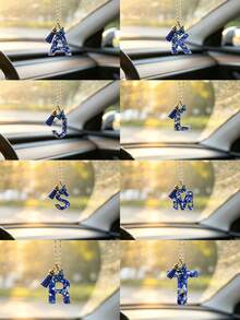 1個藍色字母A汽車吊飾，附蝴蝶/邪惡之眼與流蘇 - A - 查看 2