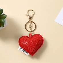 1pc Neutral Woven Heart-Shaped Leather Keychain, Cute Bag Charm, Versatile Accessory For Back To School Season - Multicolor - View 10