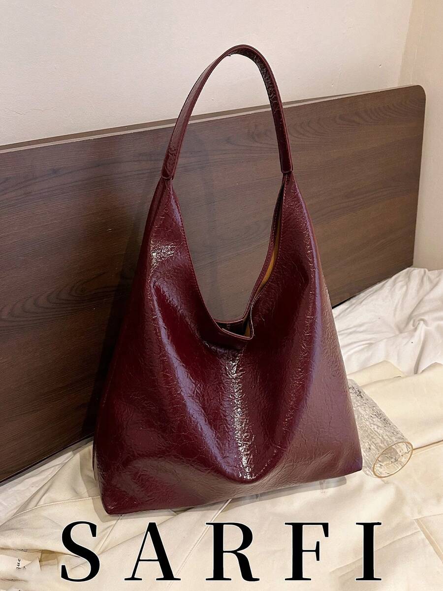 Bolso de hombro minimalista y versátil de unicolor para mujer, estilo moderno y de moda para ir al trabajo, bolso de hombro de gran capacidad de almacenamiento para ir al trabajo
