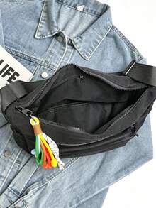 Nuevo bolso de hombro suave de nailon conúltiples bolsillos para mujer, bolso bandolera casual, bolso versátil de gran capacidad, temporada de regreso a clases con colgante colorido de dop - Brillante - Ver 4