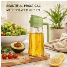 1pc 2-In-1 Glass Oil Sprayer And Dispenser Bottle, Glass Cooking Oil Sprayer, Olive Oil Sprayer, Glass Oil Spray Bottle, Suitable For Air Fryer, Cooking Spray, Salad, BBQ, Baking, Suitable For Kitchen, Oil Mist Spray Bottle - Multicolor - View 3
