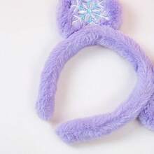 Disney 1pc Frozen-Inspired Plush Mouse Ears Headband, Soft Fuzzy Snowflake Embroidered Hairband For Women & Girls, Cute Princess Cosplay Hair Accessory - View 10