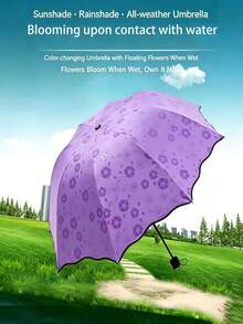 Customized Name Umbrella, Sun Protection, Water-Activated Floral Pattern, Fashionable Umbrella, Outdoor Photography Essential, Thick And Durable, Ideal Holiday Gift - Multicolor - View 6