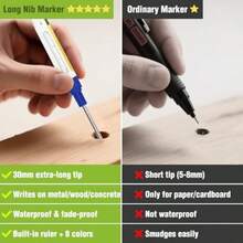 8pcs 30mm Long Nib Marker, Long Head Deep Hole Marker Pens, Waterproof Construction Markers Marking Tool, Multi-Purpose Deep Reach Pen Makes For Metal, Carpenter, Woodworking, 4 Colors - 8pcs30mm - View 7