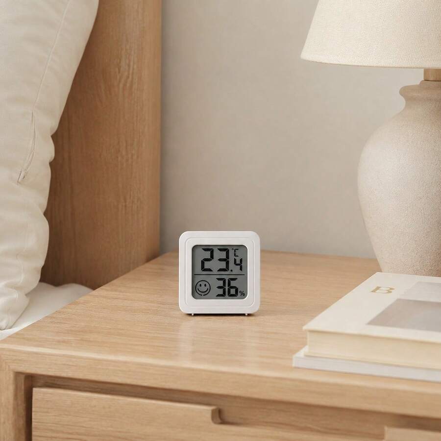 1 buah Monitor Suhu dan Kelembaban Elektronik dengan Layar LCD, Ringkas dan Portabel, Memantau Suhu dan Kelembaban Secara Bersamaan, Cocok untuk Dapur, Kamar Tidur, Ruang Bawah Tanah, Gudang Anggur, Ruang Reptil, Ruang Hewan Peliharaan, Peternakan