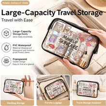 PVC Toiletry Bag/Cosmetic Bag, Zippered PVC Travel Organizer, Portable Makeup Storage Box - Perfect Gift For Mothers, Teachers, Friends Or Nurses; Travel Essential, Suitable For School Holidays And Back To School Season - Multicolor - View 9