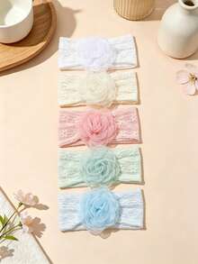 Multi-Pack Multicolor Soft Elastic Baby Headbands, Breathable, Suitable For All Seasons, Great Gift, Perfect For Photos - White, Yellow, Pink, Green, Blue - View 9