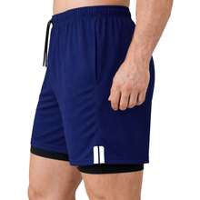 Kit Of 3 Men's Dry Fit 2-In-1 Shorts For Gym And Running With Cell Phone Pocket - GRAY/BLACK/NAVY BLUE - View 3
