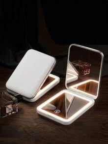 LED Travel Makeup Mirror, Touch Screen Mini Beauty Mirror, Handheld Rechargeable Pocket Mirror, Mini Portable Vanity Mirror, 3-Level Light Adjustment 8K Makeup Mirror, Stepless Dimming Mode, Suitable For Home, Bathroom, Vanity, Bedroom, Travel, Dormitory And Other Scenes - Perfect Gift For Women. Travel Essential - Stepless Dimming Model - View 8