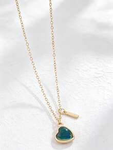 1 pieza Collar con colgante de corazón y letra inicial que cambia de color según el estado de ánimo, personalizado con encanto de alfabeto A-Z, sensible a la temperatura, regalo de joyería para el Día de San Valentín - Multicolor - Ver 35