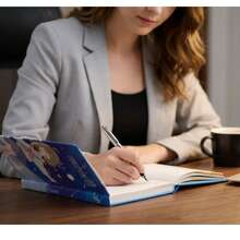 1pc A5/96 Sheets Cartoon Anime Stationery Notebook, Grid Planner Pages + Lined Writing Pages Dual Configuration, Can Be Used As Schedule Book, Notebook, Diary, Office Meeting Notes Notebook, Annual Meeting Gift, First Choice Notebook For Friends And Classmates, Cool Blue Starry Sky Design, Suitable For Men, Women, Students And Professionals - Years Of Starlight Notebook - View 13