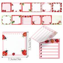 1/3/6/9 Pcs Red Seven Star Ladybug Self-Adhesive Sticky Notes Notepad For Party Supplies School Supplies - one-size - View 2