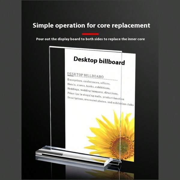 Acrylic Sign Holder - Transparent T-Shaped Plastic Display Stand, Double-Sided Paper Holder And Sign Holder, Suitable For Photos - Durable Acrylic Paper Holder And Storage Rack, Suitable For Office, Retail Store, Exhibition, Restaurant, Wedding, Etc.