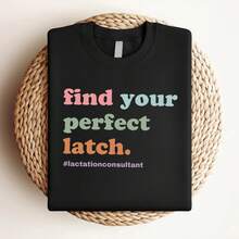 Women's Printed T-Shirt Funny Breastfeeding Consultant T-Shirt Doula Midwife Gift Breastfeeding Support Top Nurse Mom Maternity Clothing For - Black - View 3