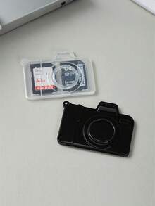 3/1pc Camera-Shaped Compact SD Card Storage Box, SD DSLR Camera Packaging Storage Box, White Memory Card Storage Plastic Box Phone Storage Card Protective Case, Portable Travel Electronic Accessories Card Holder, Camera Storage Card Storage Device, Dual Card Slot Plastic Protective Cover - Multicolor - View 5