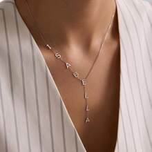 Lasso Style Letter Necklace, Customized Pendant Name Necklace, Gold Y-Shaped Name Necklace, Personalized Women's Gift, Bridesmaid Jewelry, Christmas Gift - Multicolor 2 - View 10