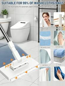 Automatic Flat Mop System, Heavy Duty Hands-Free One-Touch Cloth Change, ABS Robot-Style Mop System (No Wet Feeling), Space-Saving Design, Suitable For Standard Mops, Suitable For Floors, Windows, Kitchen And Bathroom - Multiple Styles - View 3