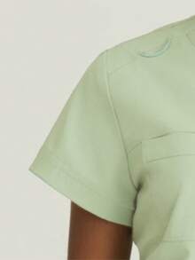 Women's Summer Round Neck T-Shirt, Fashionable Commuter Work Uniform, Comfortable Casual Top - Mint Green - View 4