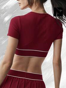 ALO Softsculpt Amp It Up Short Sleeve Bra - Summer Romance Red - 查看 2