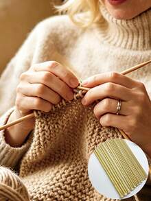 35cm Natural Bamboo Single Point Knitting Needles, 2pcs/Pack, 12 Sizes Available, Smooth & Lightweight Knitting Tool, Suitable For Home DIY And Women Knitting Enthusiasts, For Scarf, Sweater Hand Knitting - 35cm Bamboo White Double-pointed Knitting Needle - View 9
