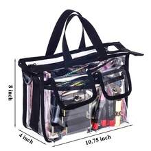 Clear PVC Makeup Bag, Transparent Cosmetic Organizer Tote, Waterproof Travel Toiletry Storage Bag With Removable Shoulder Strap, Front Pockets, Zipper Pouch And Handle For Makeup Brushes Beauty Tools - View 2