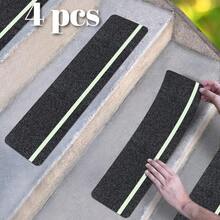 4 Pcs Glow-In-The-Dark Anti-Slip Strip, Suitable For Stairs, Outdoor Steps, And Corridor Treads. Automatically Illuminates At Night For Clear Marking Of Tread Edges. Wear-Resistant, Durable, And Not Easily Detached - A - View 1
