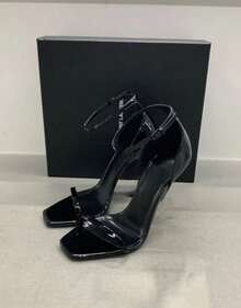 YS Same Style Summer Temperament Stiletto Red High Heels Versatile Open Toe One-Strap Sandals For Women - 黑色金跟10CM - 查看 1