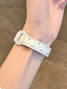Y2K 時尚可愛銀色亮片閃粉星星細錶帶，兼容 Galaxy Watch Band 7 6 5 4 5 Pro，甜美女孩款人造皮革腕帶附保護殼，兼容 Galaxy Watch 系列 40 43 44 45 47mm - 白色 - 查看 6
