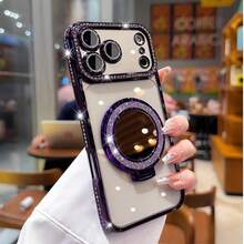 1pc Rhinestone Metal Phone Ring Holder/Ring, With Adjustable Ring, Gold Zinc Alloy Asymmetric Phone Ring, Suitable For IPhone, Android Phones, Birthday Gift, Gift For Family, Friends, Ring Holder, Phone Accessories - Multicolor - View 9