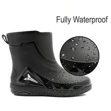 Men Short Ankle Boot Wellies Waterproof Mid Calf Slip On Rain Snow Wellingtons C - Multicolor - View 6